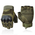 Motorcycle Military Grade Half Finger Army Green/Black - Hand Gloves For Bike. 