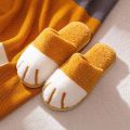 Shevalues Indoor Warm Plush Slippers For Women Men Cute Cat Paw Designe House Fur Slippers Mute Flats Slides Indoor Fluffy Shoes. 