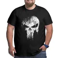 Punisher Skeleton Skull T Shirt Men 100% Cotton Amazing T-Shirt Crew Neck Big Tall Tees Short Sleeve Clothes Large 4XL 5XL 6XL. 