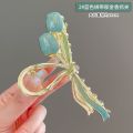 Elegant oil dripping fairy tulip hair clip back of the head hair clip female summer shark clip large high-end hair accessory.