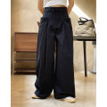 HanOrange 2024 Spring Fashion Double Pleated Design Wide Leg Pants Women Lazy Loose Silhouette High Waist Casual Trousers Female.