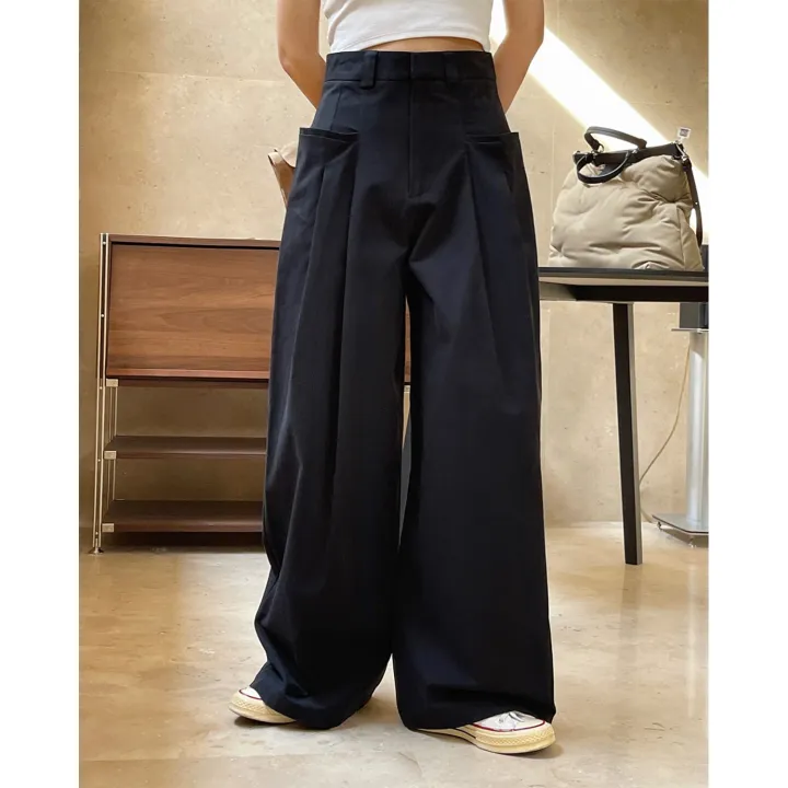 HanOrange%202024%20Spring%20Fashion%20Double%20Pleated%20Design%20Wide%20Leg%20Pants%20Women%20Lazy%20Loose%20Silhouette%20High%20Waist%20Casual%20Trousers%20Female%20-%20Image%207