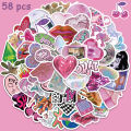 58pcs Y2K Style Vaporwave Stickers Cute Kawaii Decals For Girls Suitcase Scrapbook Notebook Phone Guitar Stickers Kids Toys. 