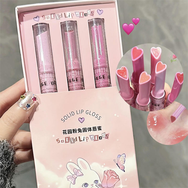 Glitter%20Clear%20Solid%20Lip%20Gloss%20Pink%20Mirror%20Lipstick%20Pen%20Watery%20Jelly%20Moisturizing%20Lip%20Tint%20Love%20Heart%20Shape%203pcs/set%20-%20Image%206