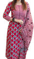 Unstitched Skin Print Cotton Three Piece For Woman.