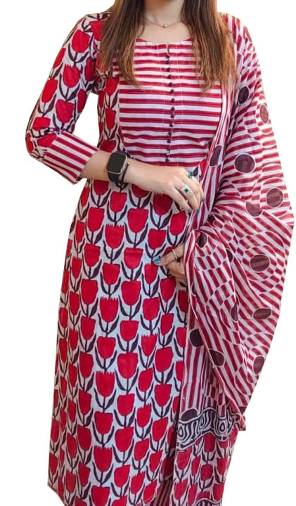 Unstitched%20Skin%20Print%20Cotton%20Three%20Piece%20For%20Woman%20-%20Image%202