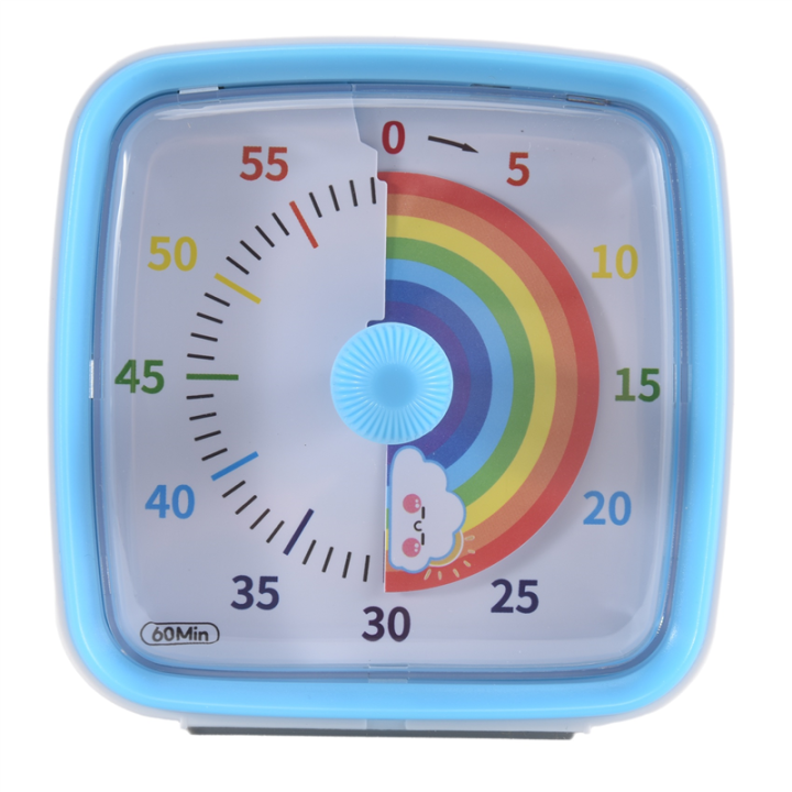 60-Minute Visual Timer with Night Light, Countdown Timer,Pomodoro Timer with Rainbow Pattern for Kids and Adults Easy to Use Blue