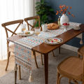 American Ethnic Style Table Runner Geometric Stripes Bohemian Vintage Cover TV Cabinet Cotton Linen Bed Banner Strip Tablecloth. 