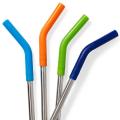 4 pis Stainless Steel Straw With Food Grade Silicone Sleeves Detachable Reusable Drinking Straws. 