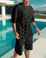 Summer Sportswear T-Shirt 2-Piece Fashion Men's Sportswear Suit Casual O-Neck Men's Shorts Two-Piece Clothes Harajuku.