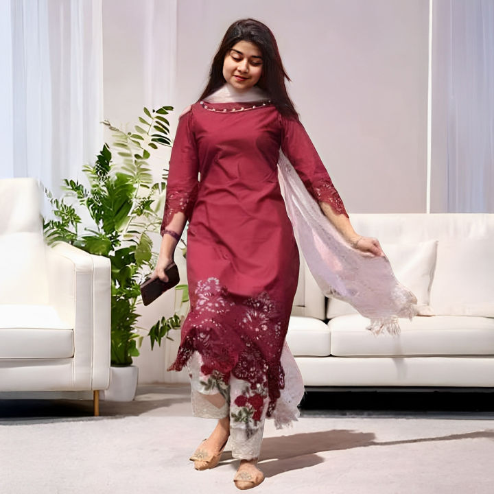 Pakistani Laser Cut Unstitched 2-Piece Dress – Elegant, Perfect for All ...