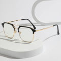 Blue Ray Cut Glass for Men - Transparent Lens, Metal Frame, Gold & Silver Colors, Suitable for Mobile, TV, Laptop Use. 