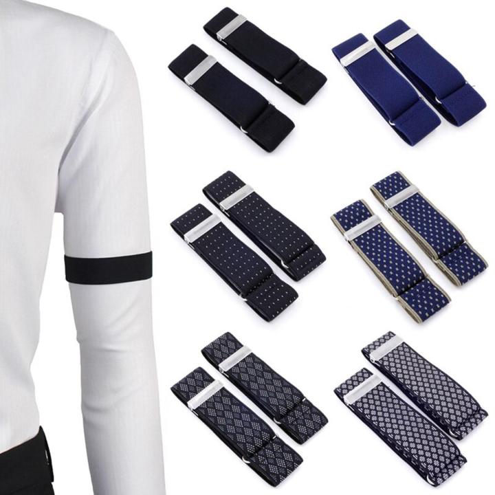 Fashion 1 Pair Mens Shirt Adjustable Armband Sleeve Garter Bartender Cuff Holder Elastic Metal Arm Band Hold Up.
