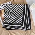 New Cotton and Linen Small Square Towel Simple Style Black and White Geometry Striped Small Scarf Decorative Printed Silk Scarf Bag Headscarf.