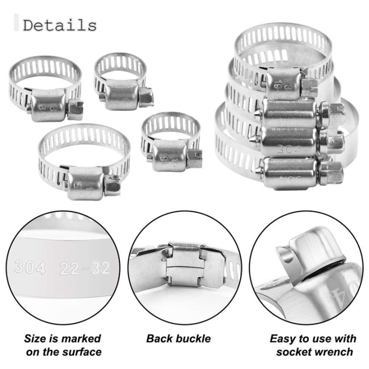 ZOROOM%20120-Piece%20Hose%20Clamp%20Set,%208-38%20mm%20Pipe%20Clamps%20Made%20of%20201%20Stainless%20Steel,%207%20Sizes%20Hose%20Clamps,%20Hose%20Ties,%20for%20Pipes%20-%20Image%206