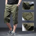 Trousers Capri-pants Summer Fashion Men's Casual Long Length Cargo Shorts Multicket Cotton Hot Breeches Capri Pants. 