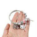 Sanrio Crystal Beads Bracelet Bangle Hello Kitty Zircon Inlay Enamel Pendant Bracelet Women Cute Sweet Jewelry Hand Accessories.