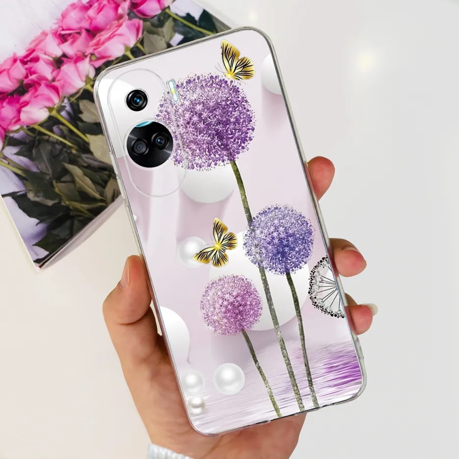 XINYEXIN Silicone Case For Honor 90 Lite 5G With Cute Pattern Slip Resistant Slim Fit Shockproof Protective Phone Case Cover - Lavender, Purple - View #11