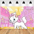 120x80cm Disney Marie Aristocats Backdrop Marie Cat Baby Shower Girl Birthday Party Vinyl Photography Background Photo Wall. 