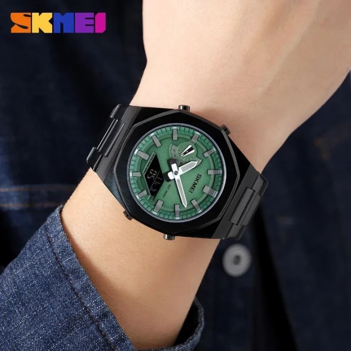 SKMEI%201816%20Quartz%20Watch%20For%20Men%20Sport%20Stainless%20Steel%20Wrist%20Male%20Watch%20Digital%20Dual%20Time%20Display%20Waterproof%20Clock%20Reloj%20Hombre%20-%20Image%202