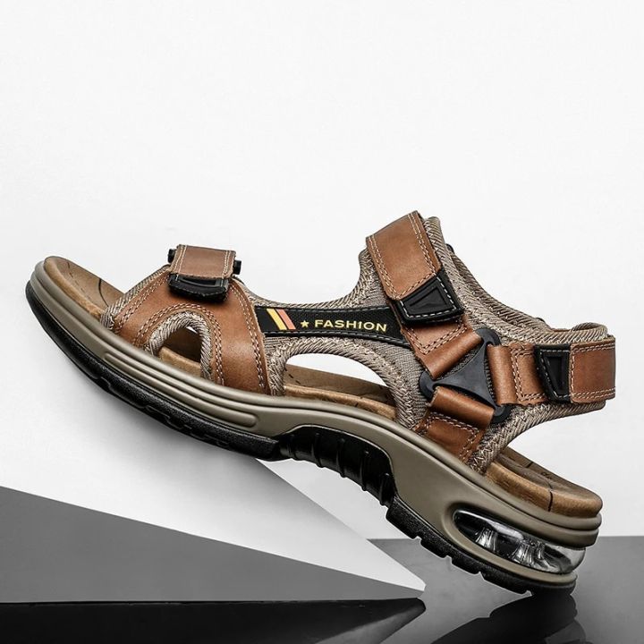 Brand%20Summer%20Men's%20Sandals%20Genuine%20Leather%20Men%20Slippers%20Gladiator%20Men%20Beach%20Sandals%20Soft%20Comfortable%20Outdoors%20Wading%20Shoes%2038-48%20-%20Image%207