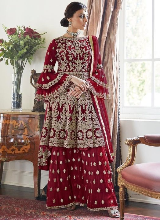 Readymade Gorgeous heavy embroidery zori thread work Indian party sharara for women