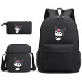 My Melody Kuromi Printed School Bag 3 Piece Set Pencil Case, Shoulder Bag, Backpack, Student Hugh.
