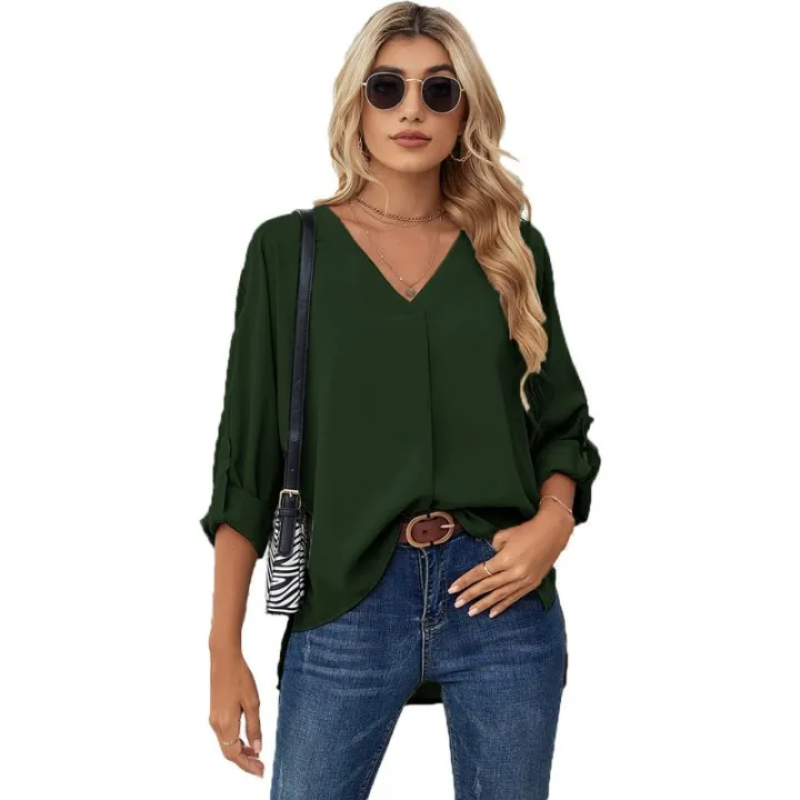 Refined%20Taste%20-%20Ladies%20New%20Design%20For%20Ladies%20Custom%20Logo%20Long%20Sleeve%20Pullover%20Solid%20Color%20Women%20Tops%20-%20Durabilty%20Assured%20-%20Image%204