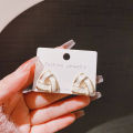 Retro Hong Kong style earrings triangle drop glaze French temperament high-end sense earrings. 