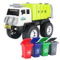 【The road to happiness Store】Garbage Truck with 4 Trash Sorting for Kids Sanitation Car Trucks Playset Toy Vehicles Set Birthday Gift.