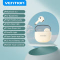 Vention Elf E06 Bluetooth 5.3 5.4 Earbuds with AI-Based ENC Earphone High Fidelity Audio Headset with Mic Support Call Video Touch Control True Wireless Earphone.