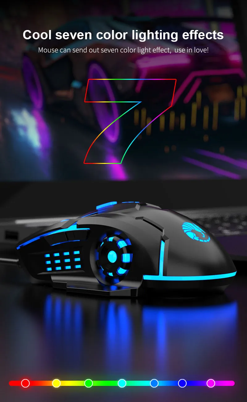 GAMING RAIKU G703 6D Cool Luminous Braided Cable Gaming Mouse ...