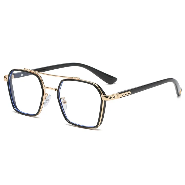 Anti-blue%20light%20William%20Chan%20same%20glasses%20frame%20men's%20double%20beam%20Iron%20Man%20flat%20mirror%20retro%20myopia%20glasses%20frame%20wholesale%20-%20Image%202