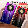 Biruiqu For Honor X9D Gradient Tempered Glass Back Soft Silicone Edge Case Cover. 