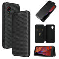 xprmy for Samsung Galaxy Xcover 5 case carbon Fiber Magnetic Flip Wallet ShockProof Phone Case. 
