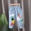 GC Boys Cotton Jeans Children Middle Waist Fashion Casual Cartoon Anime Trousers For 1-6 Years Old Kids. 