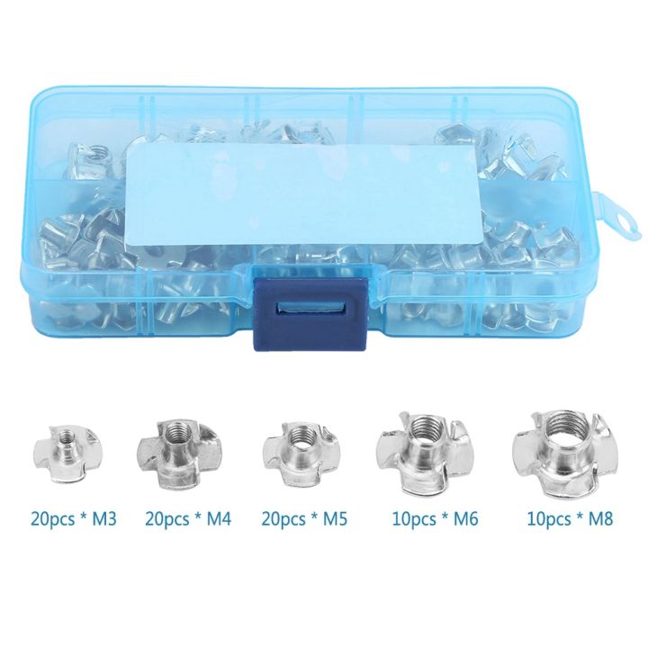 80pcs%20Tee%20Nuts%20Kits%20Zinc-plated%20Carbon%20Steel%20T%20Nut%20Four-Pronged%20M3/4/5/6%20NEW%20-%20Image%208