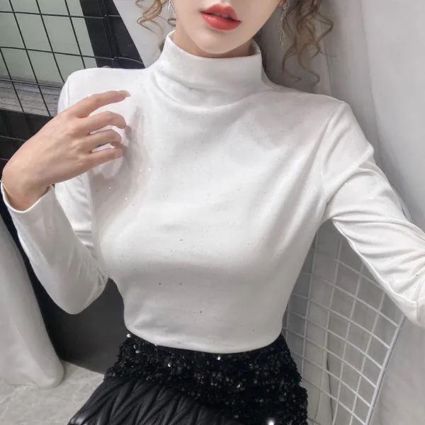 Double-Sided%20Dralon%20Bottoming%20Shirt%20Women's%20Half%20Turtleneck%20Autumn%20and%20Winter%20Shiny%20Long%20Sleeve%20T%20T-shirt%20Solid%20Color%20Slim%20Fit%20Warm%20Inner%20Wear%20Blouse%20-%20Image%202