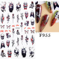 3D Halloween Nail Art Stickers Horror Ghost Skull Evil Eye Anime Decals Bloody Rose Sticker for Nail Manicure Decoration LEBF956. 