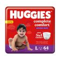 Huggies Complete Comfort Wonder Pants,Large (L) Size Baby Diaper Pants,(64 count) (9-14Kg) with 5 in 1 Comfort.