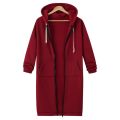 Autumn Winter Solid Color Thicken Hoodies Women Fashion Korean Style Zipper Long Sleeved Hooded Sweatshirt Office Ladies Tops.