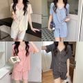 Comfortable Women's pajamas Trendy Tops and shorts Two-piece Pajama set Soft fabric Deep V-neck Sleepwear for Summer Female.