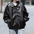 Hong Kong Style Leather Jacket Men Loose Fitting Men's Clothing Trendy Brand PU with Lapel Collar Coats Spring Autumn Seasons.