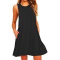 Women's Summer Casual Swing T-Shirt Dresses Beach Cover Up With Pockets Plus Size Loose T-shirt Dress.