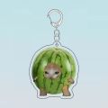 Apple Cat Memes Keychain Banana Cat Popular Schoolbag Mobile Phone Pendant Acrylic Fun Gift For Students Keyring Accessories.