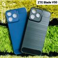 Back Cover Case for ZTE V50 (Matte Liquid Silicone | Micro-Fiber Cloth Inside | Camera Protection | Shockproof | Black) ZTE Blade V50 4g Back Cover Carbon Fiber Official Case. 