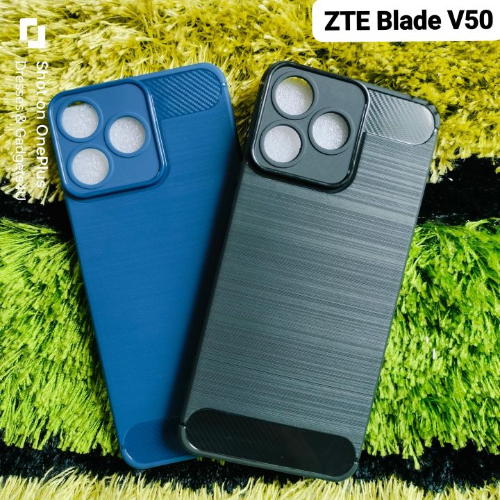 Back Cover Case for ZTE V50 (Matte Liquid Silicone | Micro-Fiber Cloth Inside | Camera Protection | Shockproof | Black) ZTE Blade V50 4g Back Cover Carbon Fiber Official Case