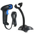 Handheld Barcode Scanner with Bracket 1D Code Scanner Support Manual Trigger and Automatic Continuous Scanning USB Wired Bar Code Reader Compatible with Wins/Android/iOS for Supermarket Retail Logistics Warehouse.