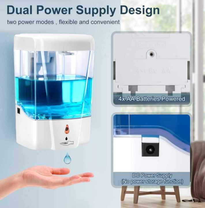 Automatic Soap Dispenser, Touchless Infrared Motion Sensor , Hand Sanitizer Dispenser 700 ml Wall Mount Hand Free, Touch Free Liquid Dispenser For Bathroom Kitchen Hotel Restaurant