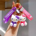 Kawaii Sanrio Hello Kitty Keychain Cartoon Doll Cute Kitty Pvc Key Chain Soft Rubber Car Key Ring Women Bag Pendant Girl Gift.